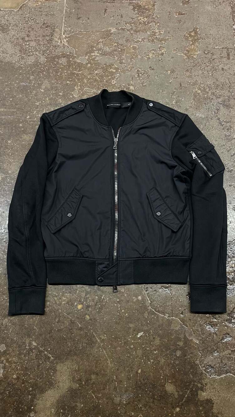Ralph Lauren Bomber Jacket Size M Black Nylon